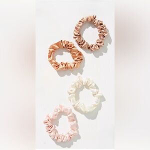 2 Anthropologie Satin Elastic Hair Ties | Pink, Ivory, Tan or Gold | New